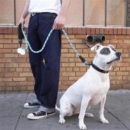 Trela reflexiva do cão com alça acolchoada confortável, corda de tração dupla resistente, segurança e controle aprimorados, cães fortes - Image 6