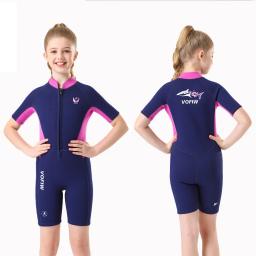 Fatos de neoprene baixinho infantis, natação quente, surf, roupa de mergulho, proteção solar, maiô de manga curta, meninos, meninas, 3mm - Image 6