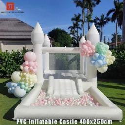 Castelo inflável branco pequeno da casa do salto com ventilador pvc bouncy castelo jumper para crianças 1-6 anos festa de casamento de aniversário - Image 3