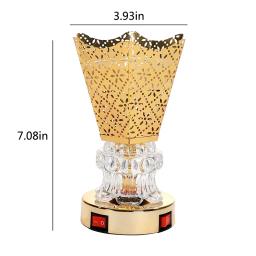 Queimador elétrico árabe do incenso, Censer dourado do ferro com lâmpada, fornalha de aromaterapia, decoração home árabe do Médio Oriente - Image 2