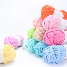 Fio da camiseta de qjh, tricot da camiseta do algodão, jérsei da tela, fio macio do algodão, fio chunky de crochê de jresey, fio de espaguete - Image 3