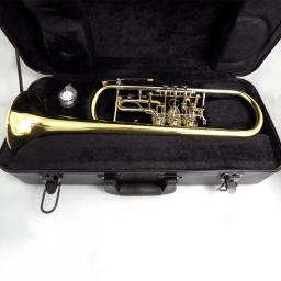 Trompete rotativo de latão com caixa, bocal plano, laca de níquel, prateado, instrumentos musicais, em B - Image 6