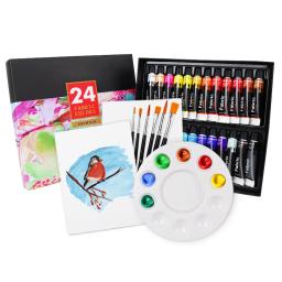 Conjunto de tinta de tecido para roupas, 6 pincéis, 1 paleta, têxtil permanente, kit de pintura inchada para sapatos, lona, 12 cores, 24 cores - Image 2
