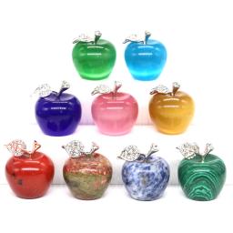 Estátua de maçã colorida com pedras preciosas naturais, Cristais Cura Pedras, Escultura Reiki Frutas, Figurinhas Artesanato, Decoração para casa e quarto, Presentes - Image 2