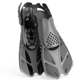 Barbatanas de snorkel com fivelas ajustáveis, nadadeiras de salto aberto, tamanho de viagem, barbatanas de natação curtas para mergulho, natação, adultos e adolescentes - Image 1