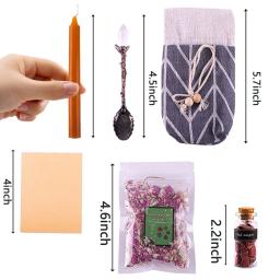 Feitiçaria Kit Suprimentos Caixa, Witch Herbs Spells Kit, 36 Mini Frascos de Cristal Ervas Secas Velas para Iniciantes Altar - Image 5