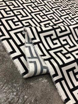 Tecido estampado de labirinto geométrico preto e branco, estiramento sarja, tecido de seda luxuoso leve, camisa high-end, casaco, terno, tecido de costura, moda - Image 5