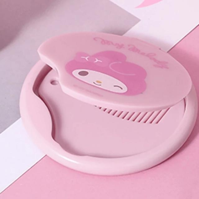 Espelho Dobrável Dupla Face para Meninas - Mini Pente Portátil e Integrado de Maquiagem, Ideal para Presentes
