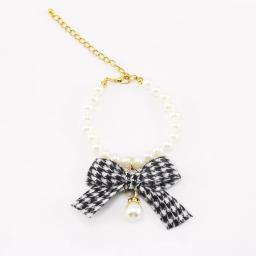 Colar de pérolas para gatos e cachorrinhos, faixa ajustável estilo houndstooth, acessórios para cães, coleira, presentes de Natal - Image 3