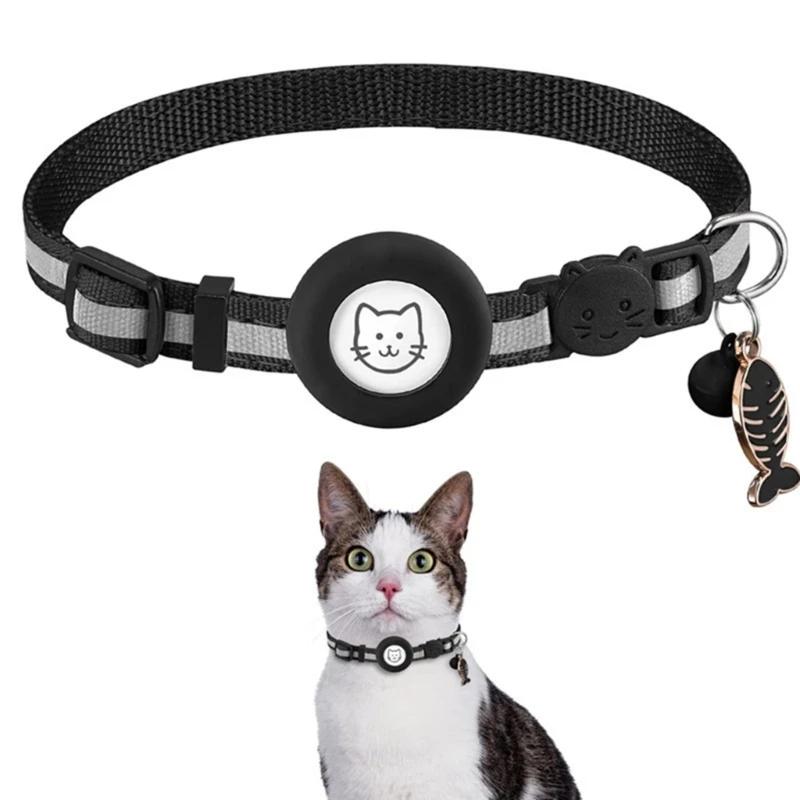 Colar reflexivo do animal de estimação gps-rastreador colar com rastreador-suporte & bell breakaway pet collar segurança e colar ajustável - Image 1