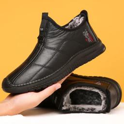 Botas masculinas de inverno são botas de caminhada grossas, quentes, impermeáveis e antiderrapantes e sapatos de trabalho grandes para homens de idade 38-48 botas de plataforma - Image 2