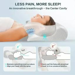 Almofada De Pescoço De Memória De Sono De Borboleta, espuma De Memória De Rebote Lento, Ortopédica Cervical, Almofada De Cama De Massagem - Image 4