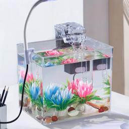 Anti Slip Base Aquarium Starter Kits, Pequeno tanque de peixes com braçadeira, Tanque quadrado para decoração do quarto - Image 5