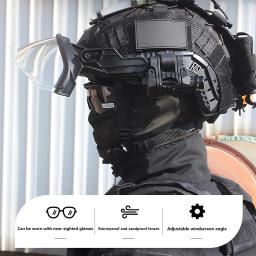 Conjunto de capacete rápido tático, com óculos antiembaçantes removíveis Suporte multifuncional para NVG Óculos de Airsoft Lanterna, para Paintball - Image 2