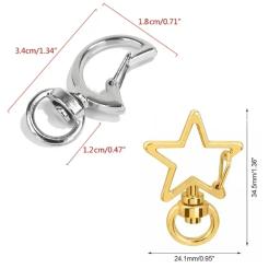 Conjunto 10 fechos garra lagosta metal, chaveiro estrela/gancho lua, clipe cordão, suprimentos para fazer - Image 6