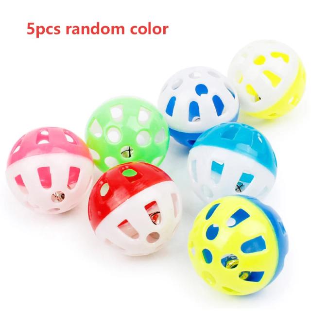 Bola Colorida com Sino para Gatos - 5 Brinquedos de 3,5 cm para Animais de Estimação