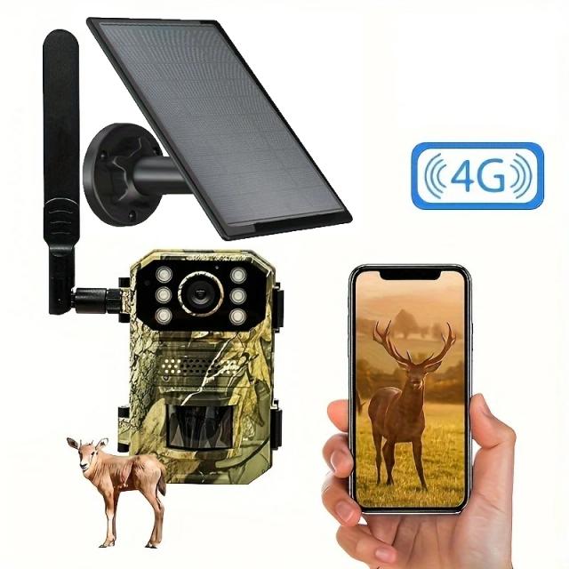 Câmera de trilha de vida selvagem 2.7k combinada com rede 4G, câmera de caça de jogo à prova d'água com visão noturna, movimento ativado, para scouti