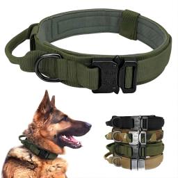 Nylon Tactical Dog Collar com alça, ajustável e durável, adequado para cães médios e grandes, Pet Items, Pet Acessórios - Image 2