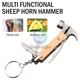 Martelo de garra portátil multi ferramentas, Martelo salva-vidas, Faca multifuncional Alicerce de aço inoxidável, Garra de emergência, Equipamento de acampamento - Image 1