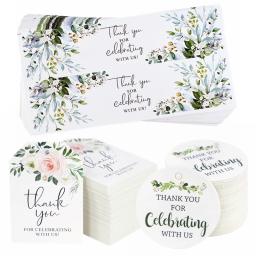 Etiquetas de papel com folha verde para embalagem de presente, Cartão de etiqueta, obrigado por comemorar conosco, Artesanato DIY, Casamento e festa de aniversário, 30 PCs, 50PCs - Image 5