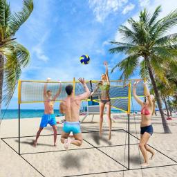 Portátil Badminton Net Set, Vôlei Cruz, Praça, durável Tênis Net, Folding 4-Sides Game Net, Altura Ajustável - Image 3