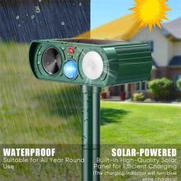 Ultrasonic Solar Power Animal Repeller, Impermeável dissuasor, Espantalho para gato e cão, Outdoor Garden Supplies - Image 2