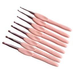 Agulhas de tricô de alumínio com alça macia, Crochet ganchos para tricô, artesanato DIY, ferramenta tear, cor rosa, 2.5-6.0mm, 8Pcs Set - Image 3