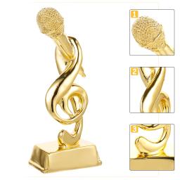 Troféu prêmio microfone festa trophiessinging prêmios karaoke ouro musical mic estátua nota ouro presente engraçado medalhas crianças - Image 6