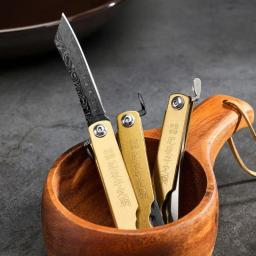 Aço Pocket Folding Knife, Camping, Caça, Cabo de Cobre, Facas, Sobrevivência ao ar livre, Ferramenta EDC, Novo, 2024 - Image 1