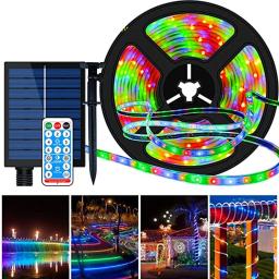 Painel solar alimentado luzes de tira led ao ar livre impermeável colorido smd2835 fita led para diy cerca telhado decoração do jardim - Image 1