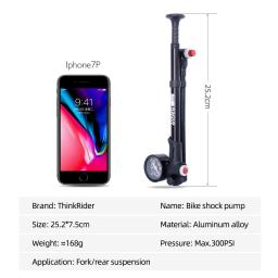 ThinkRider-Bomba de ar portátil bicicleta com calibre, 300PSI de alta pressão, garfo e suspensão traseira, amortecedor, Mountain Bike, Novo - Image 2