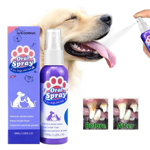 Spray Dental para Cães - Limpeza de Plaque e Tártaro com Purificador de Hálito - 30ml M5D8