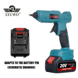 LYUWO-Pistola de Cola Hot Melt portátil sem fio, 21V, 100W, 280 ° C, carregamento da bateria de lítio, 11mm cola, ferramenta de manutenção DIY, 10pcs - Image 2