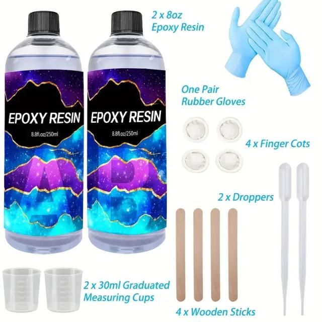 Kit de Resina Epóxi Crystal Clear para Artesanato: Alto Brilho e Bolhas, Ideal para Revestimento e Criação de Jóias DIY, Proporção 1:1