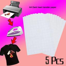 Heat Press Print Paper, T-Shirt Inkjet Sublimação Papel De Impressão, Papel De Transferência Térmica, Pano De Algodão DIY, Ferro, Escuro Claro, A4, 5Pcs - Image 5
