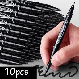 10 pçs/set ponta dupla arte preto azul tinta caneta marcador de tinta permanente para plástico madeira pedra metal vidro rabiscar marcação graffiti - Image 1
