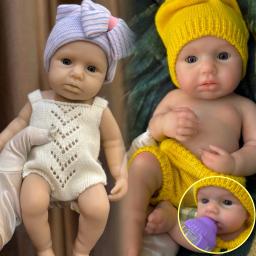 Boneca bebê reborn de silicone loulou, olhos abertos de 33cm, pode abrir a boca, pele pintada em 3d, presente colecionável para lembrança de crianças - Image 1