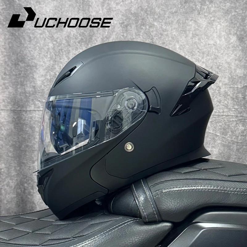 Uchoose DOT Aprovado Capacetes Crash Moto Equipamento de Proteção Homens Mulheres Flip Up Capacete Motocicleta Viseira Soleira Dupla - Image 1