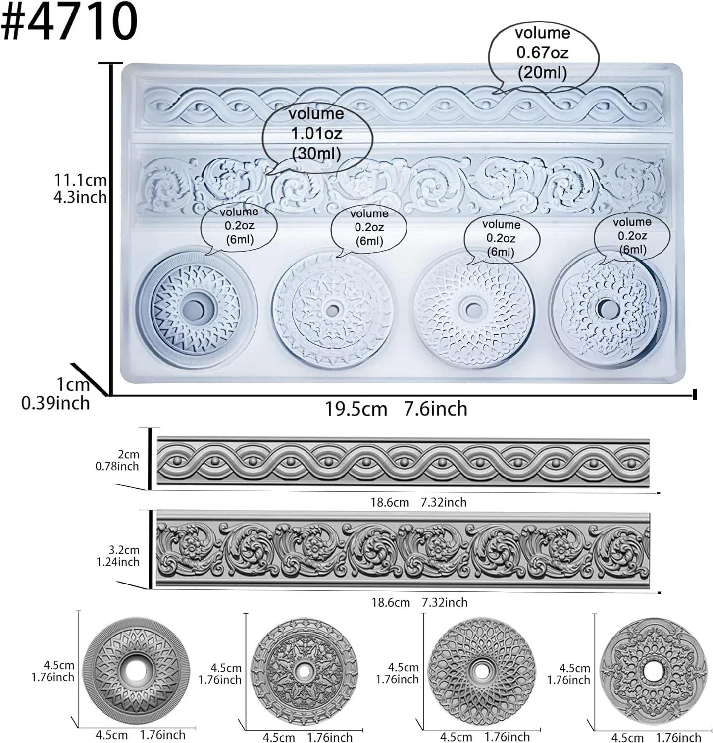 Molde de silicone barroco em relevo, arte em relevo, gesso de argila seca ao ar, coluna decorativa e escultura, moldes de resina epóxi - Image 1