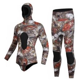 Fato de neoprene de 2 peças, camuflagem com capuz, mergulho, natação, subaquática, caça, proteção quente e fria, 3mm - Image 4