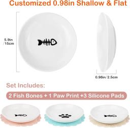 Antibacteriano e fadiga Cerâmica Flat Bowl, Pratos largos para gatos interiores, Alimentação de comida úmida, Pratos largos - Image 5