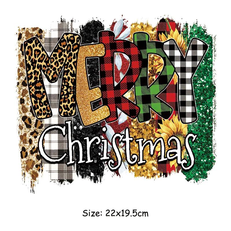 Parches térmica ferro-em transferência hoodies jeans diy acessório remendo artes artesanato ferro de engomar no remendo feliz natal - Image 1
