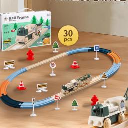Conjunto de brinquedos elétricos para crianças, bloco ferroviário, brinquedos montados, quebra-cabeça DIY, presente de Natal infantil - Image 4