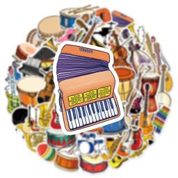 Adesivos vintage para crianças, instrumento musical, violino, scrapbook, mala, guitarra, telefone, suprimentos, 50pcs - Image 5