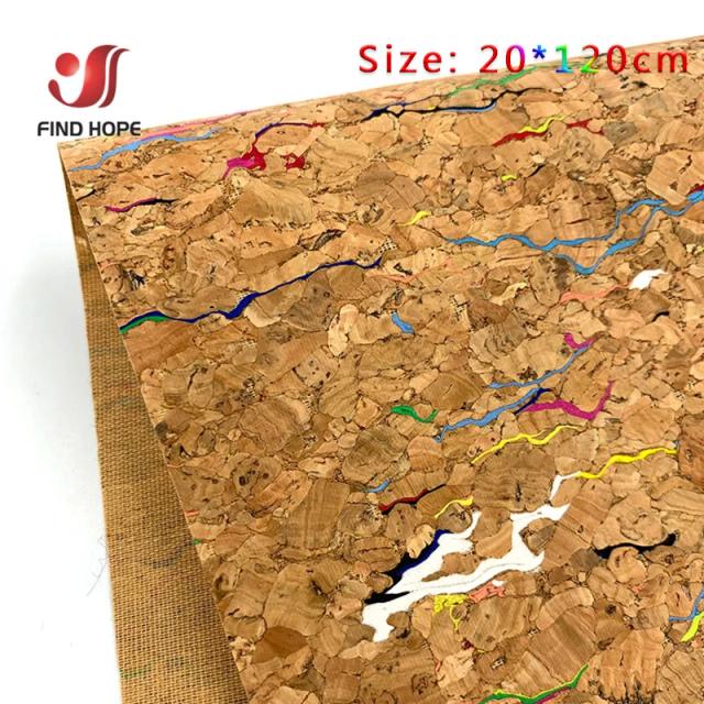 Tecido Impresso Colorido de Cortiça e Couro para Artesanato - Rolo de 1 peça com 20cm x 120cm para Saco e Sapatos DIY