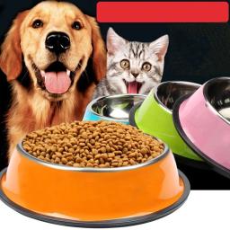 Tigela de cães e gatos de aço inoxidável, antiderrapante, comida, bebida, água, recipiente alimentar, prato, cachorro, alimentador de gatinhos, suprimentos para animais, 200-1600ml - Image 3