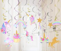 Unicórnio pendurado redemoinho decorações, meninas aniversário festa suprimentos - Image 3