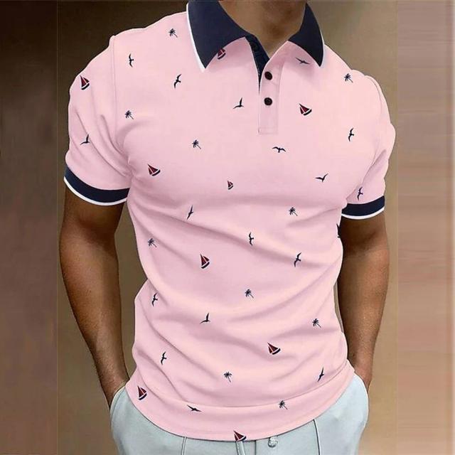 Camisa Polo Masculina Casual e Respirável para Golfe, Tênis e Badminton com Estampa Divertida e Secagem Rápida