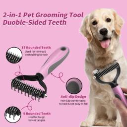 Dupla Face Cabelo Remoção Escova Pet Pele Nó Cortador Dog Grooming Derramamento Ferramentas Pente de Gato, Nail Clippers, Aparadores, 2023 - Image 2