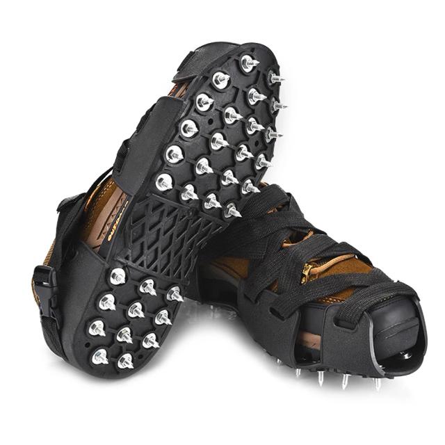 Grampos Antiderrapantes para Escalada com 32 Studs - Grips de Gelo Profissionais em Aço Inoxidável para Atividades ao Ar Livre no Inverno, 1 Par
